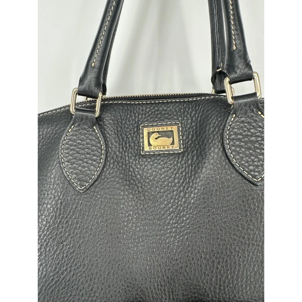 Dooney & Bourke Satchel‎ Bag Purse Black Leather Pebbled Zip Pocket Classic Tote